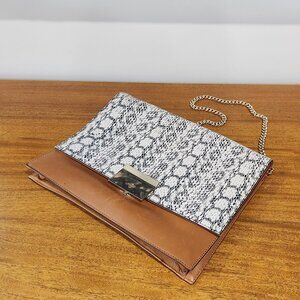 Snake Print Tan Clutch & Shoulder strap By Vince Camuto -